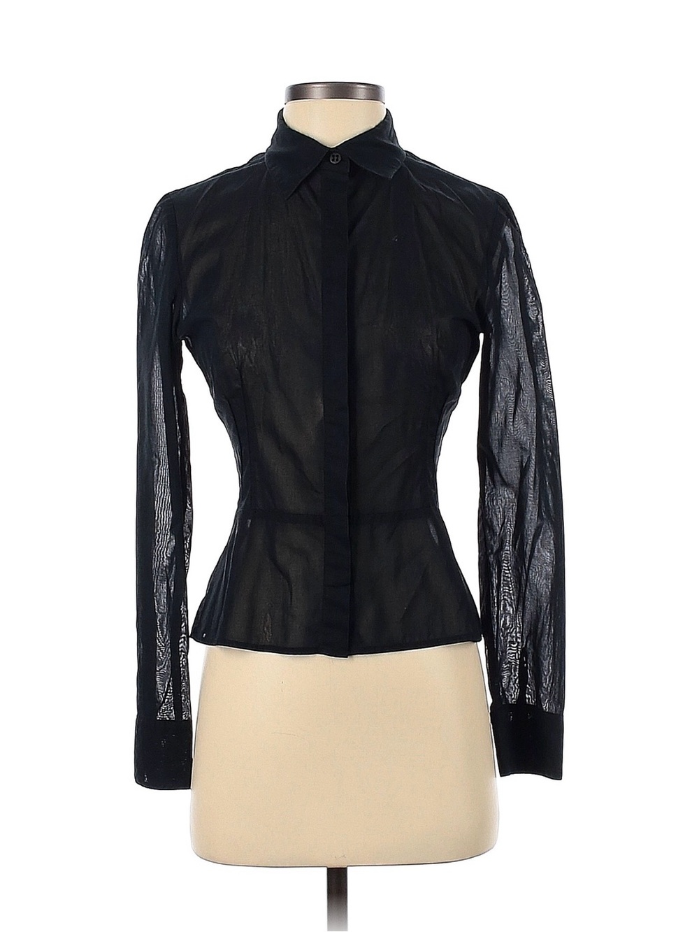 Ulla Johnson Black Sheer Button-Down Blouse